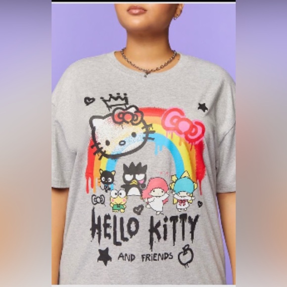 Hello Kitty Gray Rainbow Graphic Tee by Forever 21 - Picture 1 of 5